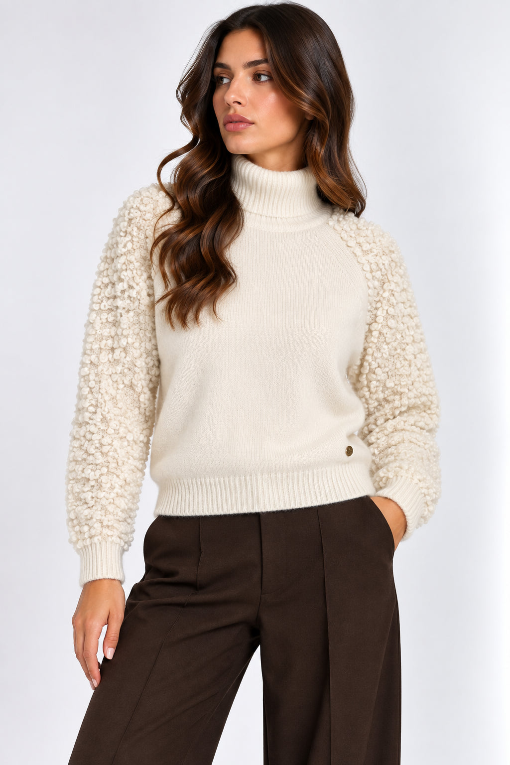 Maglia dolcevita YES-ZEE donna filato irregolare