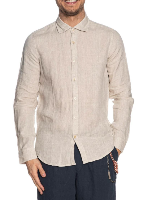 Camicia uomo MARKUP lino manica lunga collo francese