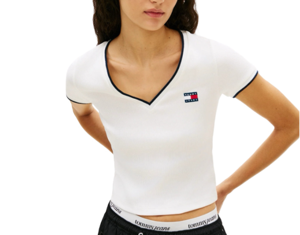 T-shirt Donna Tommy Jeans Slim Badge Cotone PE 2026