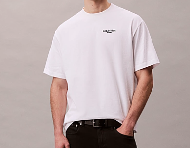 T-shirt Calvin Klein Jeans uomo con stampa posteriore cotone brillant white