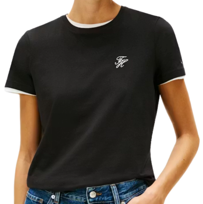 T-shirt Tommy Hilfiger Donna Script Cotone Regular Fit