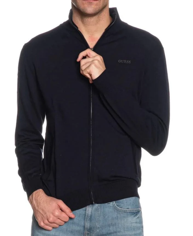 Felpa Guess uomo Kaliq zip cotone