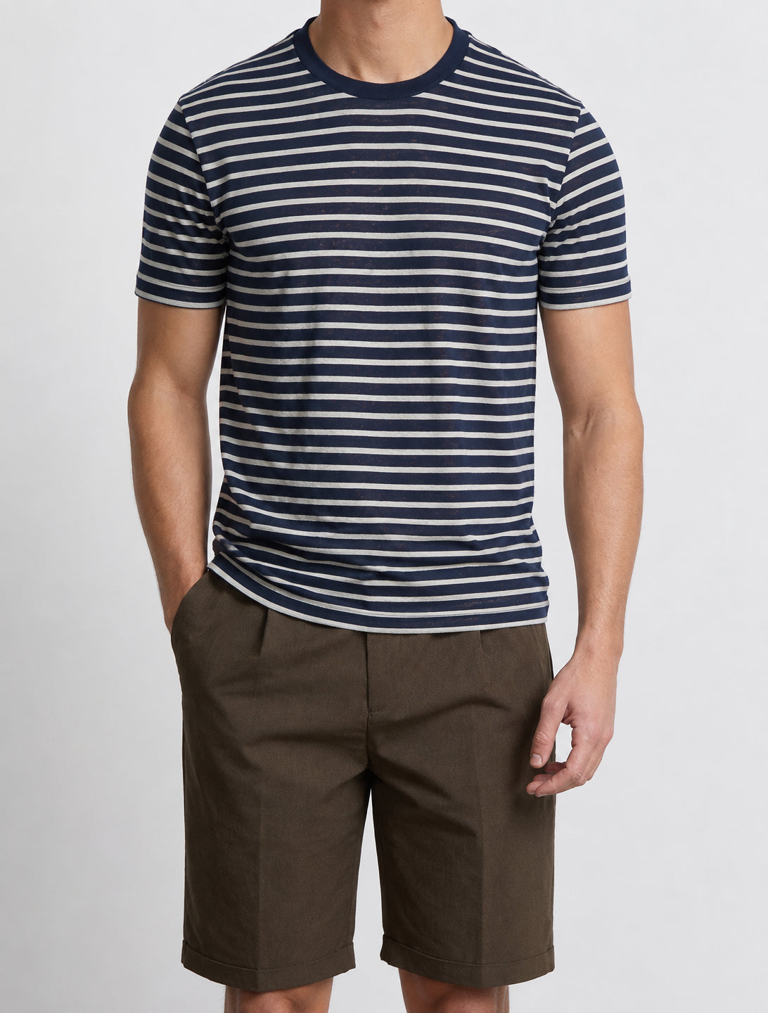 T-shirt MARKUP uomo misto lino righe manica corta