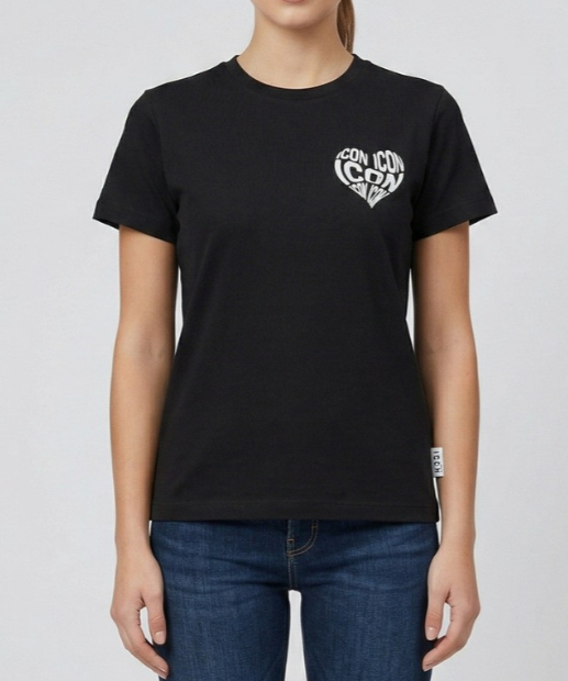 T-shirt donna ICON cotone stampa cuore manica corta