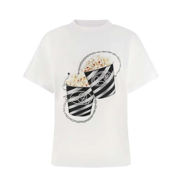T-shirt Guess donna Popcorn cotone girocollo