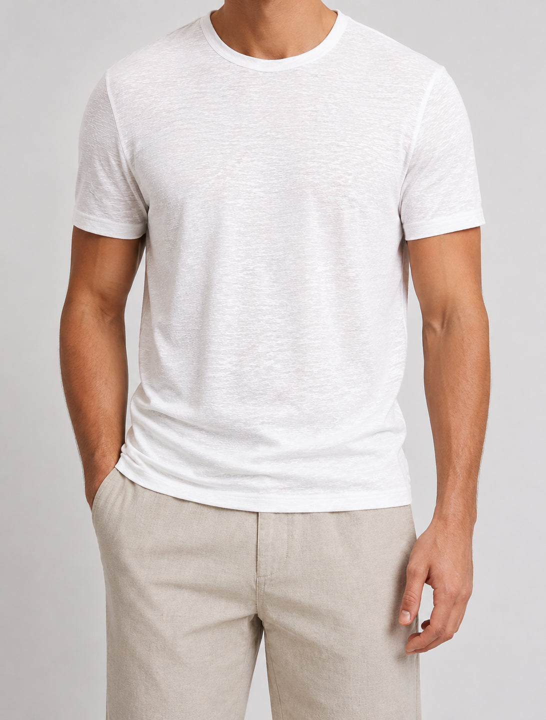 T-shirt MARKUP uomo misto lino cotone girocollo