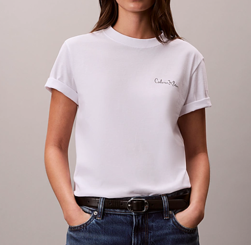 T-shirt donna CKJ Classic Graphic cotone PE 26 brillant white