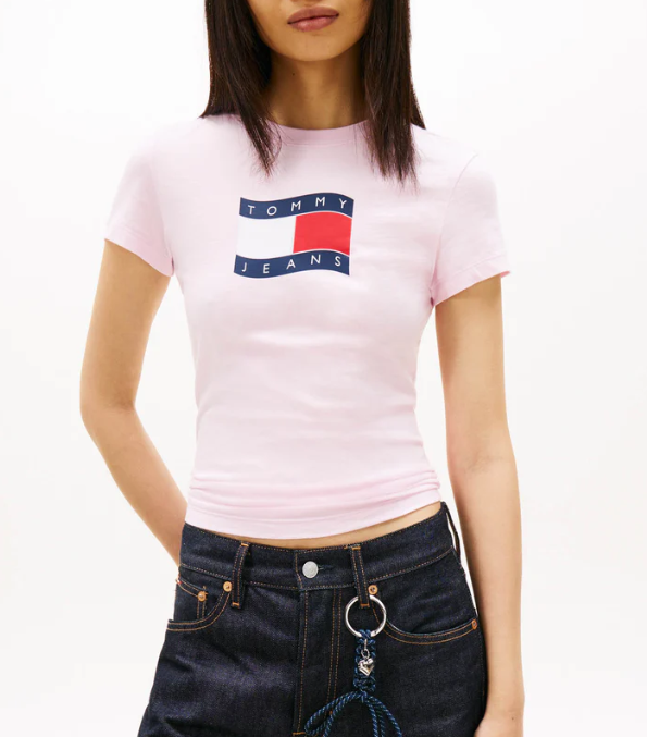T-shirt Tommy Jeans donna slim logo bandiera PE26