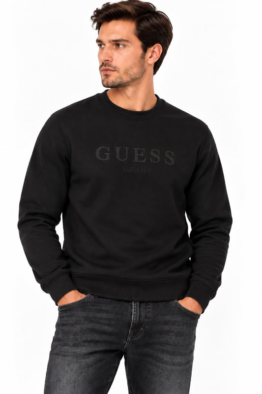Felpa uomo Guess girocollo logo cotone