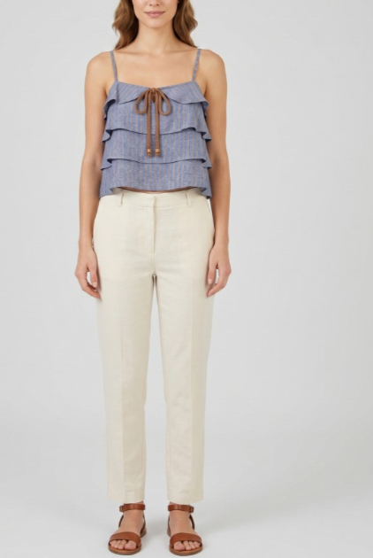 Top donna MARKUP rigato balze lino