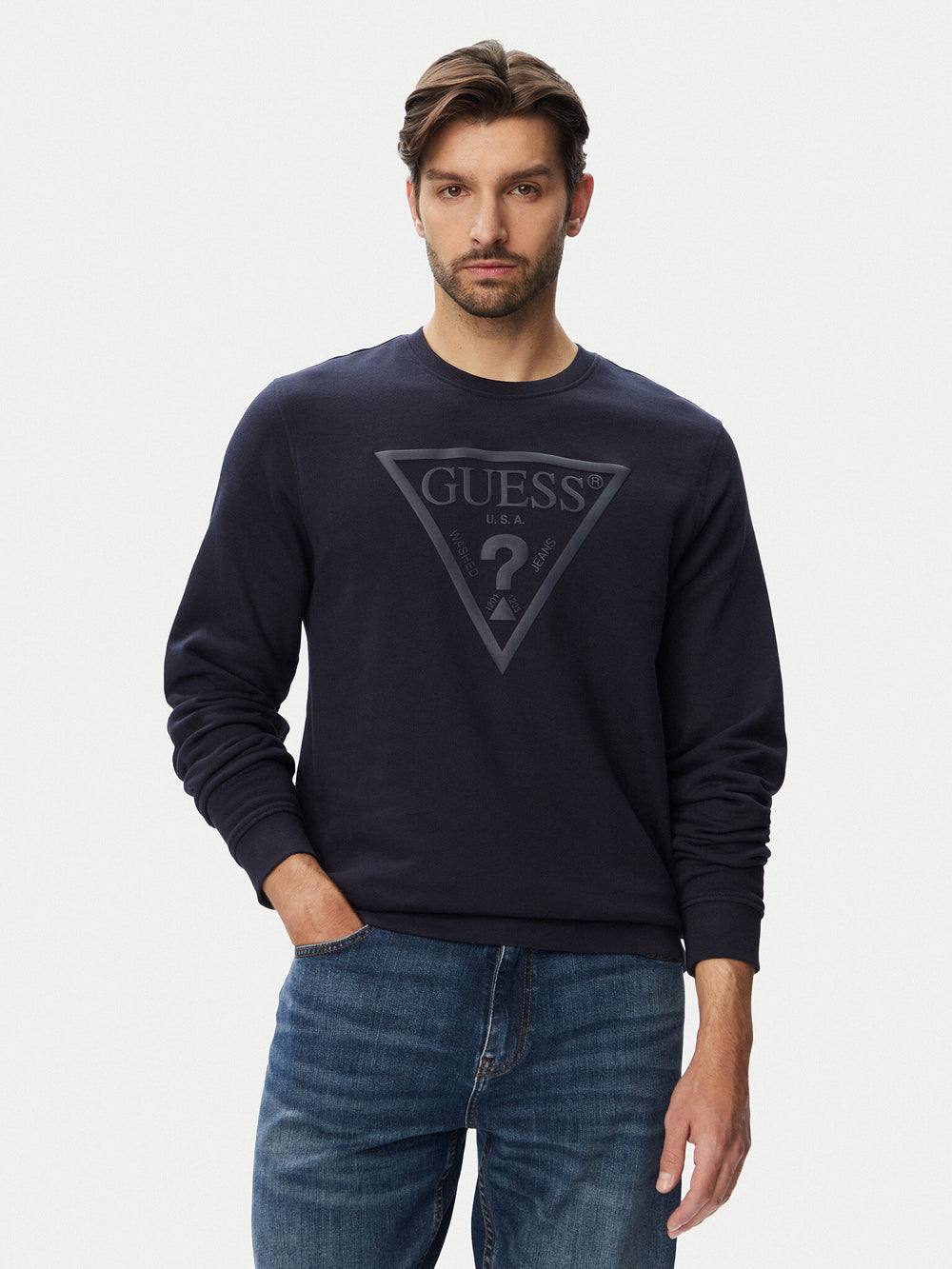 Felpa Audley Guess uomo girocollo fleece cotone