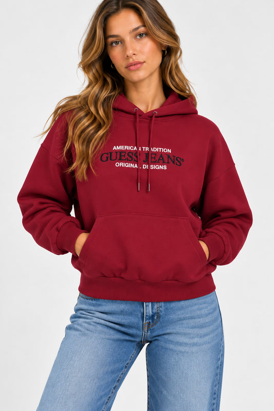 Felpa cappuccio Guess Jeans donna oversize triangle