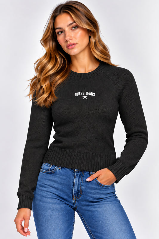 Maglia girocollo stella ricamata donna Guess