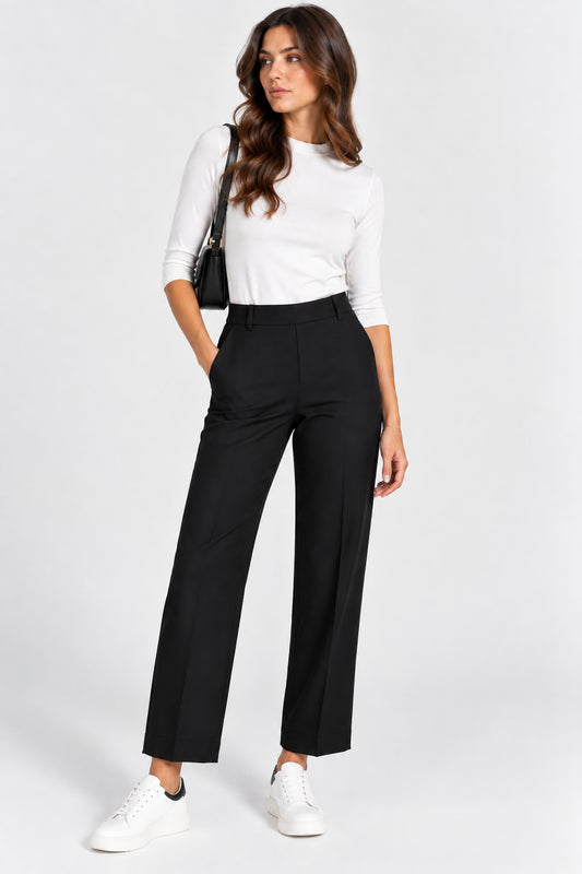 Pantalone dritto donna Ragno Compact tasche vita elastica
