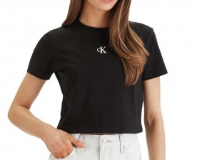 T-shirt logo cropped CKJ donna cotone PE 2026