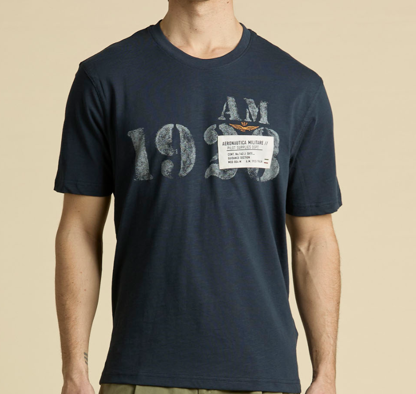 T-shirt manica corta Aeronautica Militare uomo stampa frontale PE 26