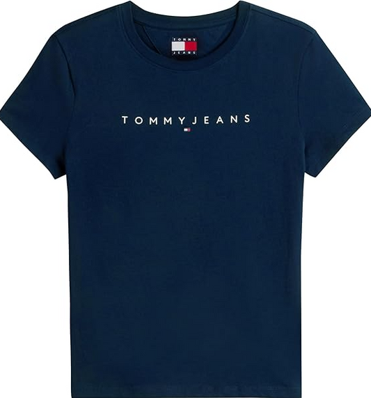 T-shirt Tommy Jeans Donna Slim Linear Cotone Dark Navy PE 2026