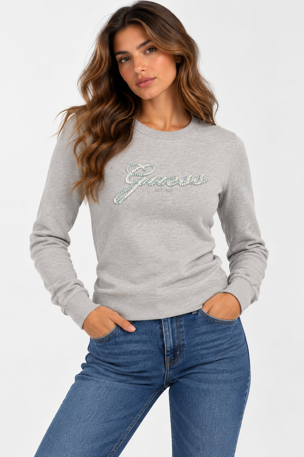 Maglione Guess donna girocollo logo 4G viscosa