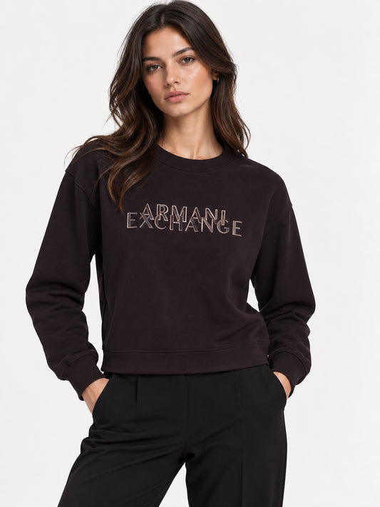 Felpa Armani Exchange donna girocollo logo cotone