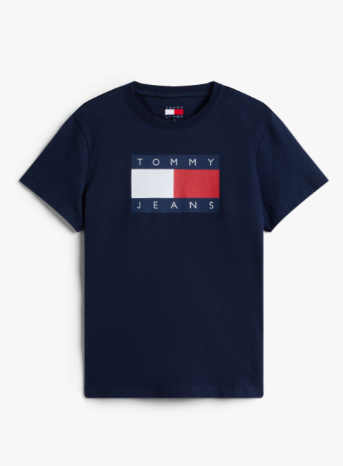 T-shirt Tommy Jeans donna regular cotone logo Dark navy