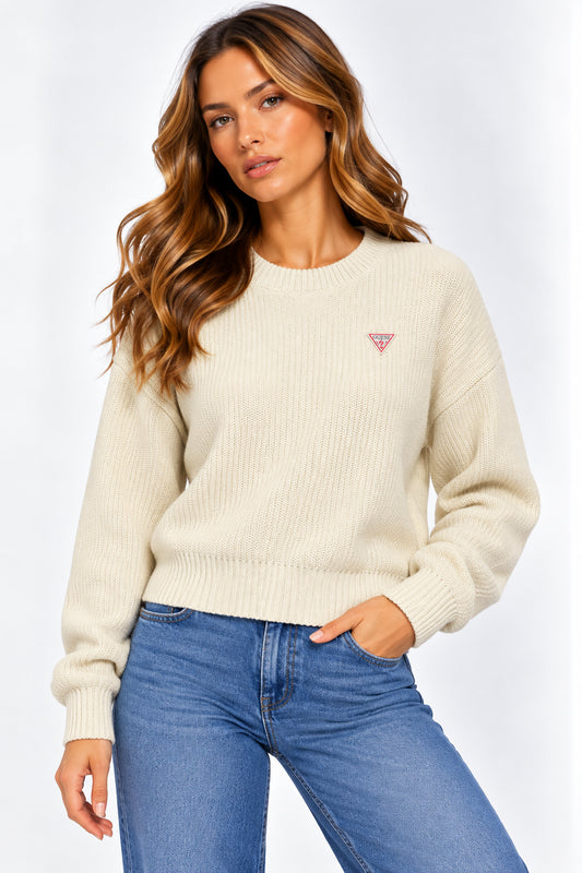 Maglione girocollo Guess Jeans donna jacquard cotone