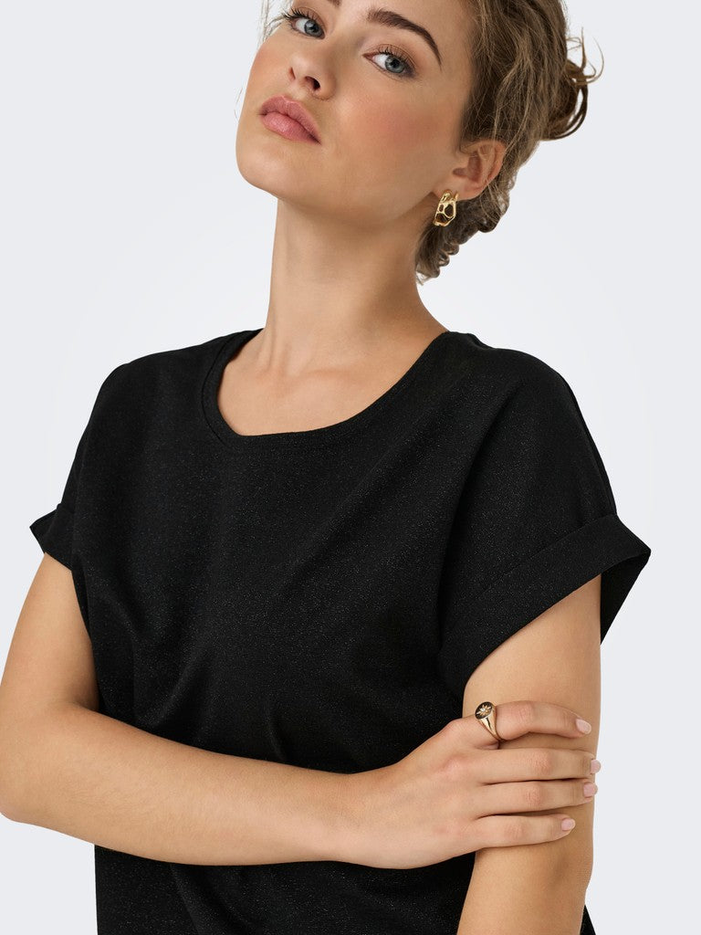T-shirt donna ONLY viscosa filato metallizzato