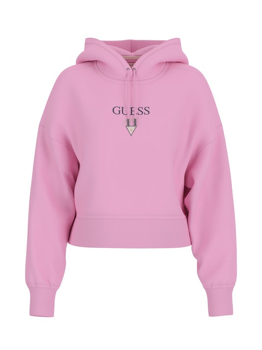 Felpa Guess Jeans donna cropped shoulder cotone