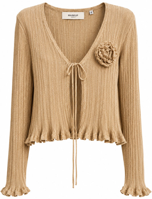 Cardigan donna MARKUP viscosa lurex rouches fiori