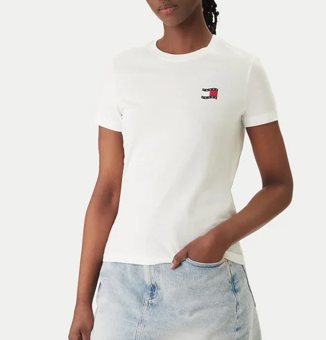 T-shirt Tommy Jeans Donna Regular Wavy Flag Cotone Pe26