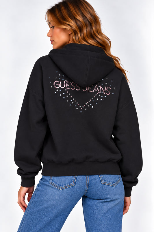 Felpa full zip cappuccio oversize donna Guess