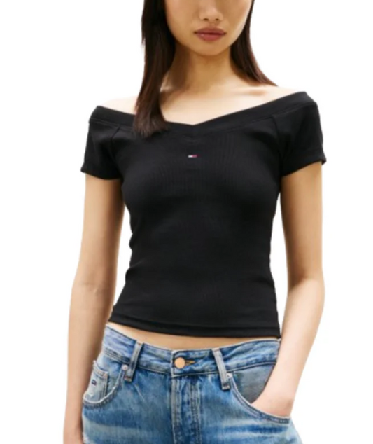 T-shirt Donna Tommy Jeans Slim Off Shoulder jersey PE 2026