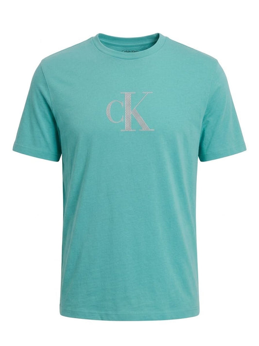 T-shirt Calvin Klein uomo regular fit manica corta logo stampato wild green