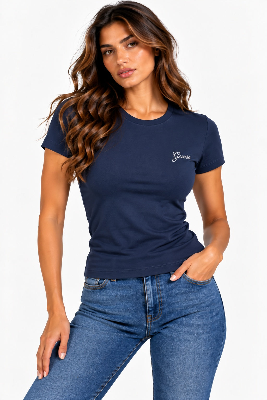 T-shirt Guess donna manica corta mini logo modal
