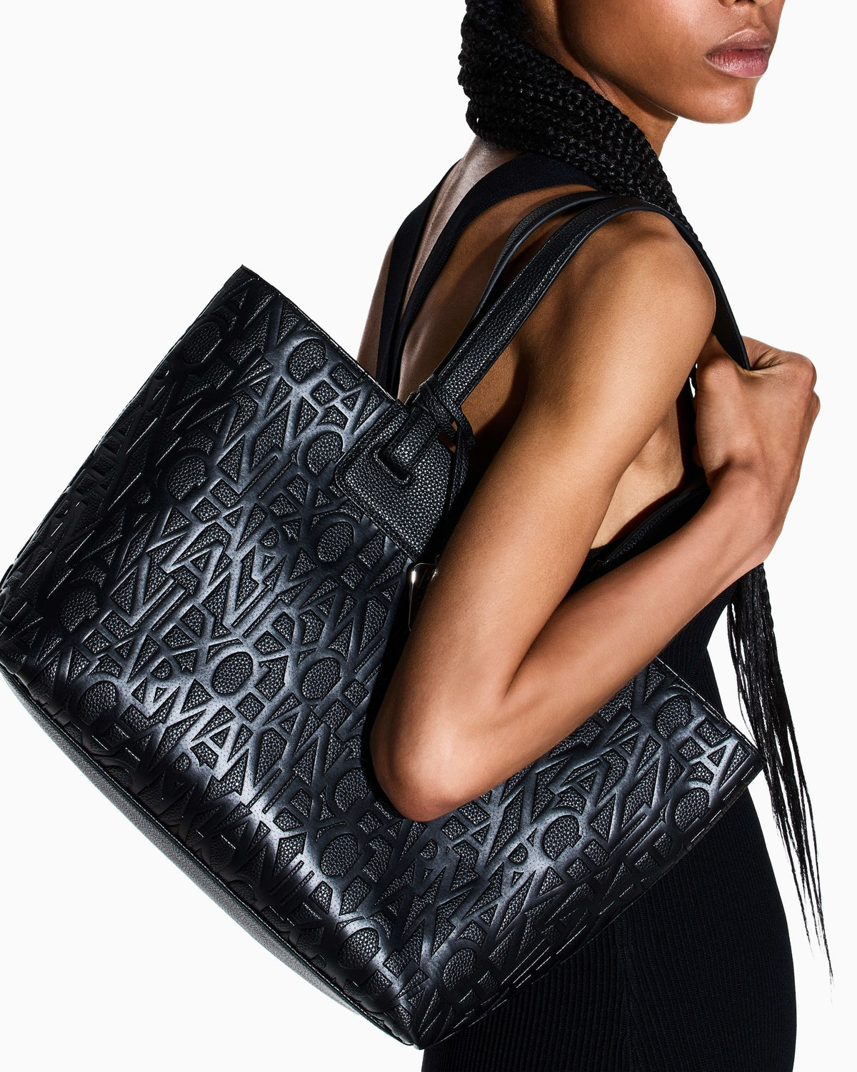 Borsa Armani Exchange donna poliestere logo allover