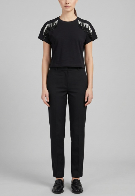 T-shirt MARKUP donna frange cotone manica corta