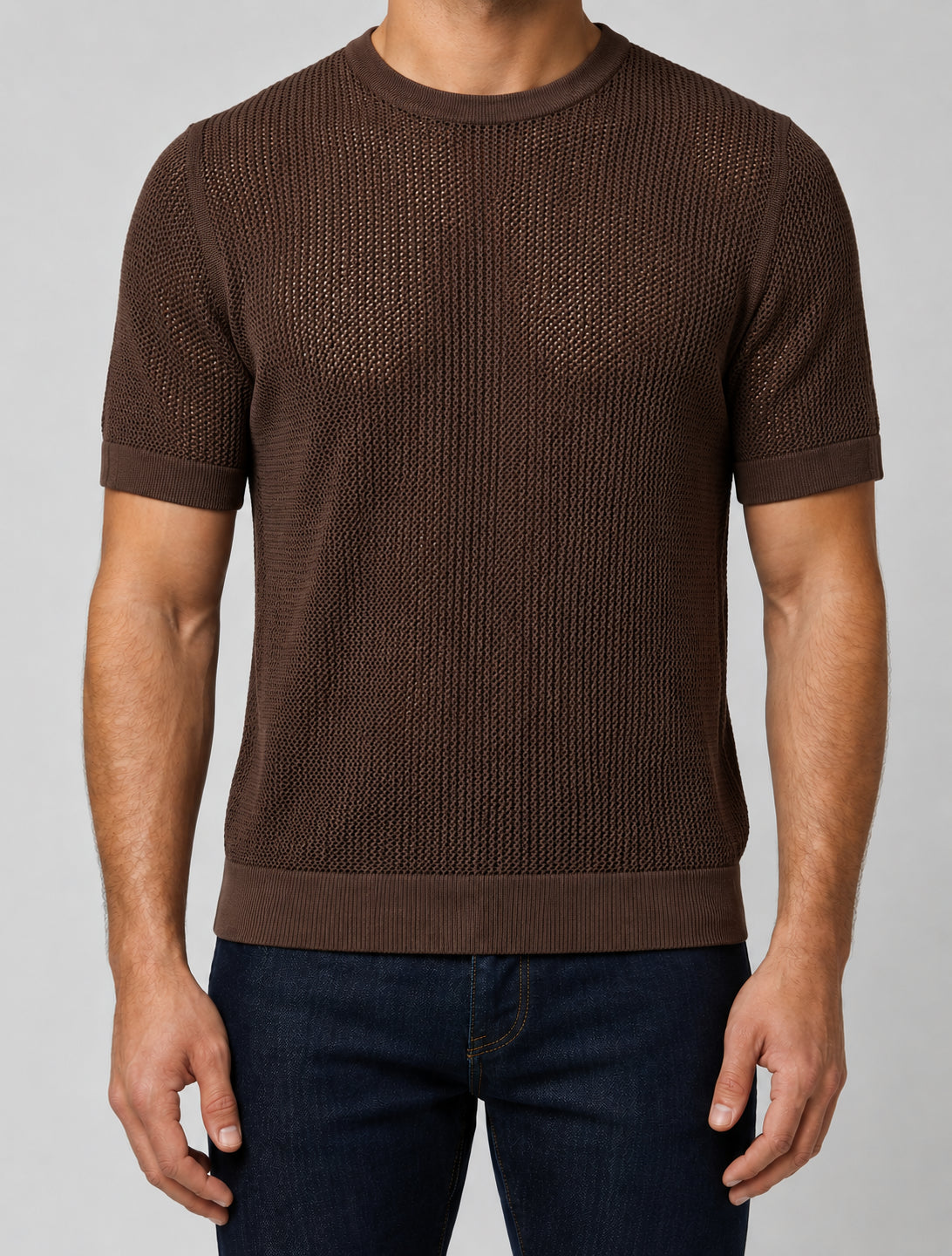 T-shirt MARKUP uomo crochet misto lino girocollo