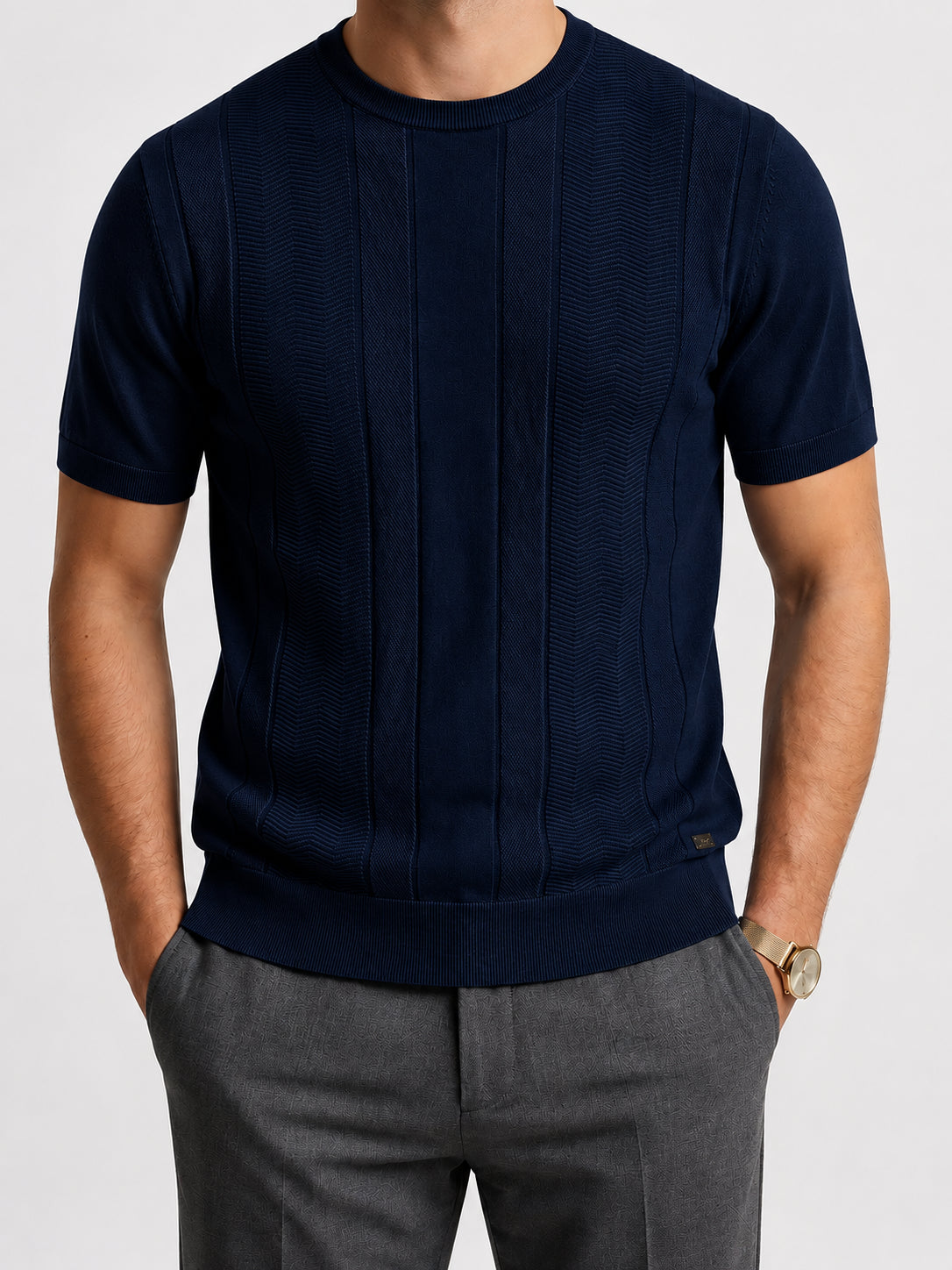 T-shirt uomo MARKUP cotone lavorazione punti misti