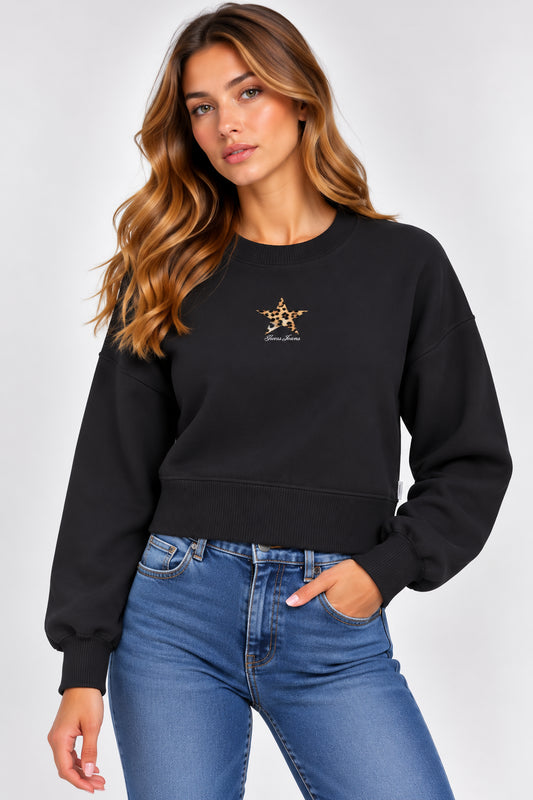 Felpa corta Guess Jeans donna stampa leopardo
