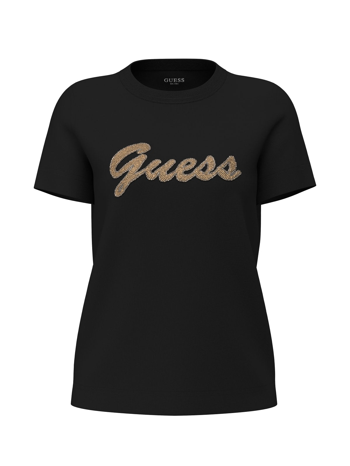 T-shirt Guess donna manica corta logo perline cotone