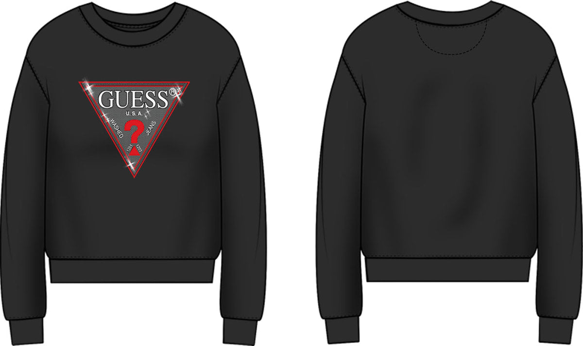 Felpa Guess donna girocollo logo triangolo borchie