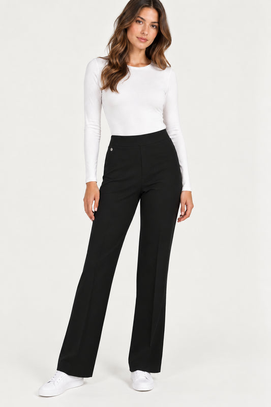 Pantalone flare Ragno donna tessuto Compact vita elastica