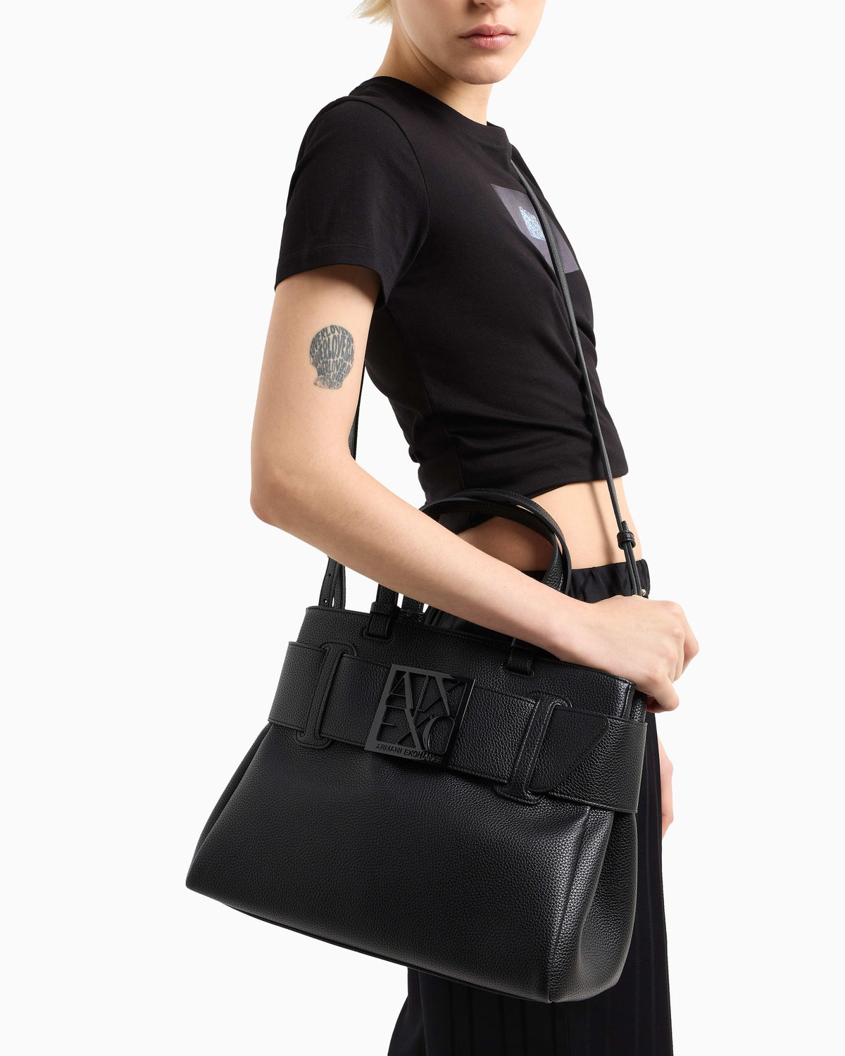 Borsa Armani Exchange donna mano grande similpelle logo