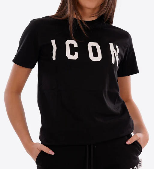 T-shirt donna ICON logo grande cotone manica corta