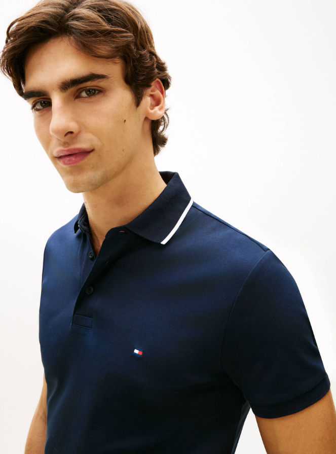 Polo manica corta Tommy Hilfiger uomo liquid cotton slim