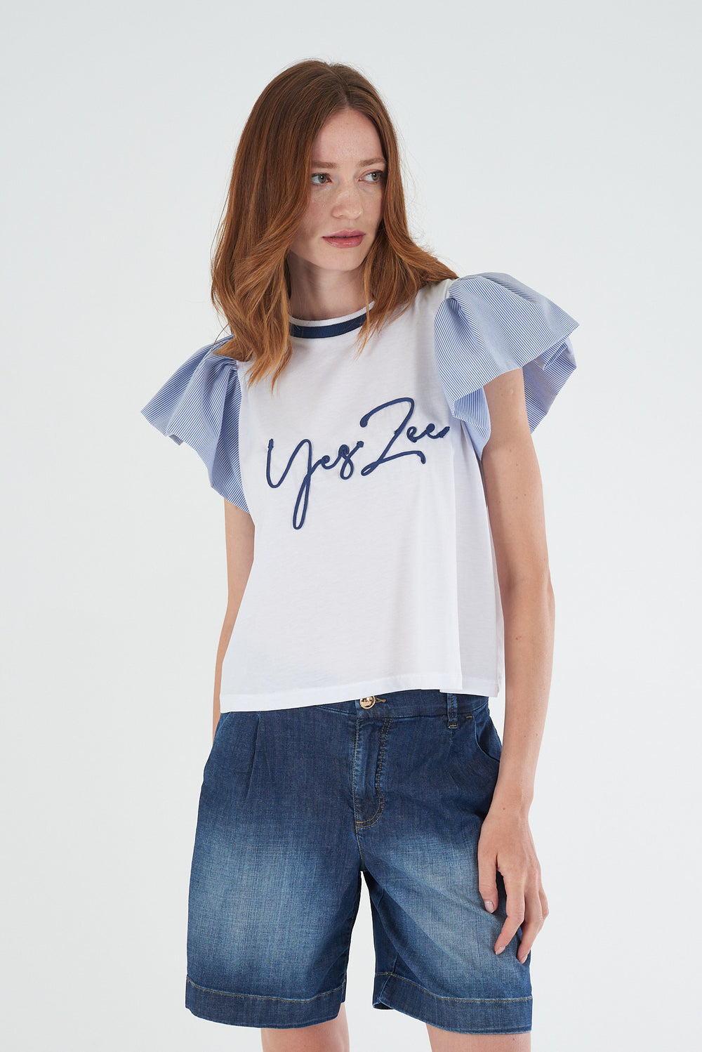 T-shirt YES-ZEE Donna manica corta con stampa cotone PE 2026