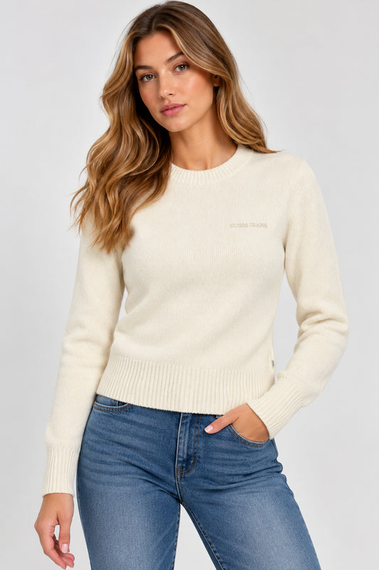 Maglia Guess Jeans donna girocollo logo ricamato