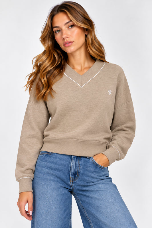 Felpa cropped scollo V scuba donna Guess