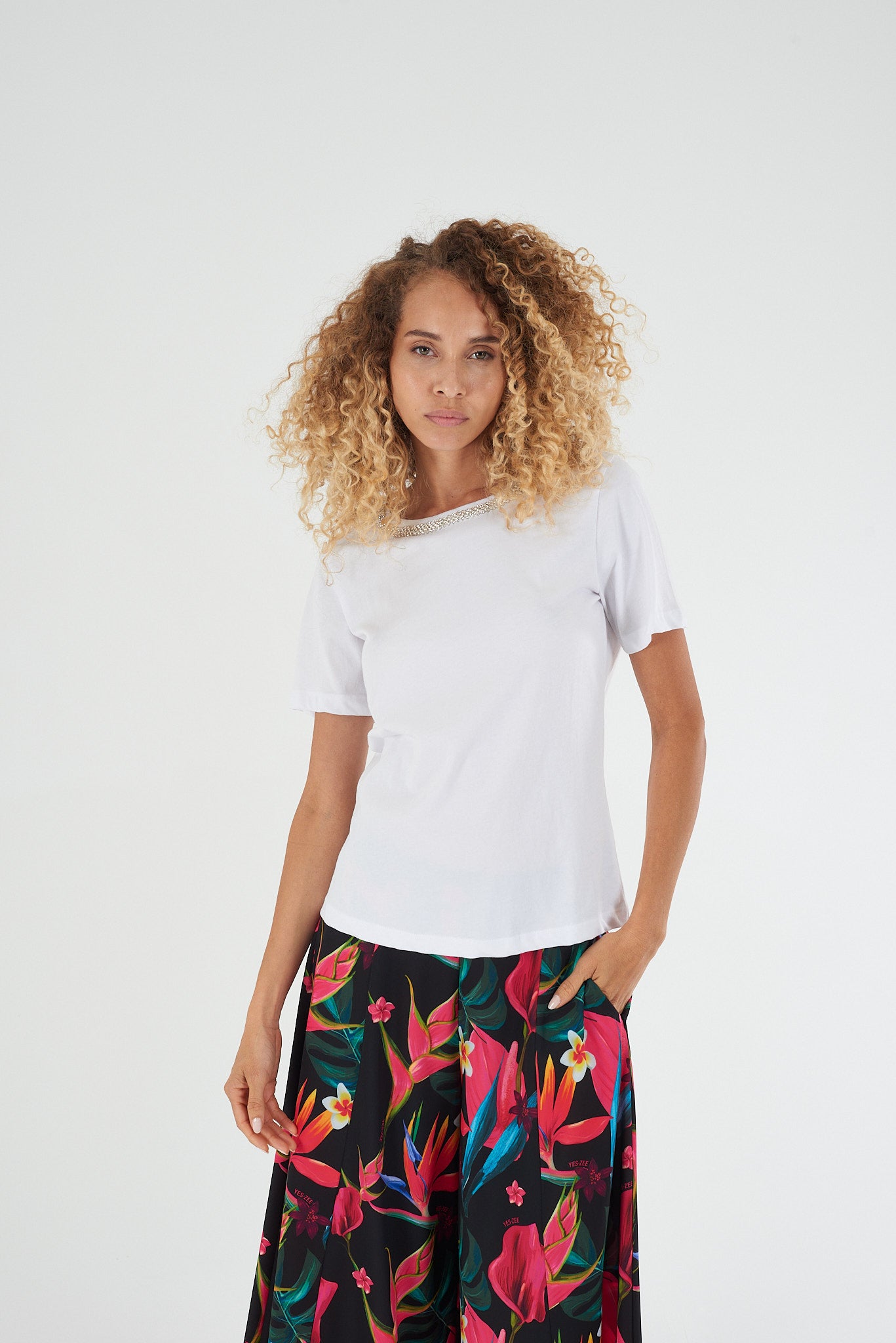 T-shirt donna YES-ZEE cotone con stampa