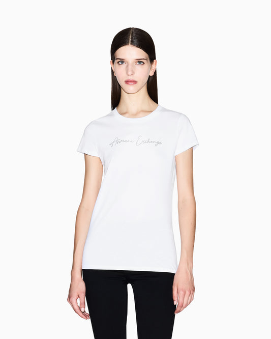 T-shirt donna Armani Exchange A|X slim fit cotone logo