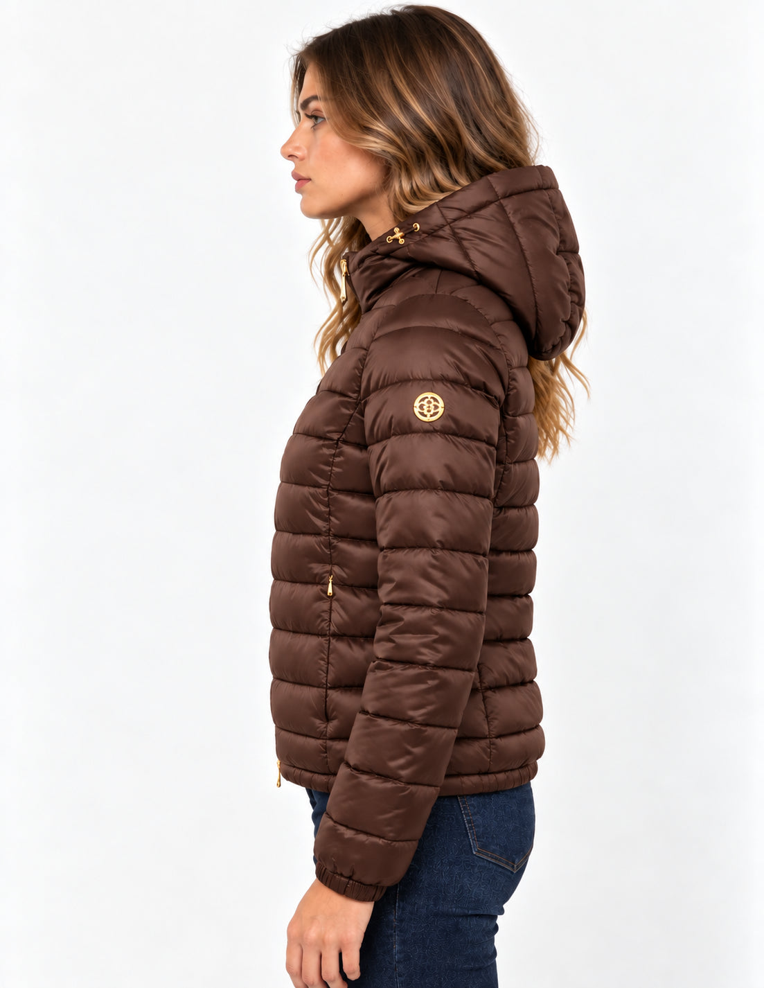 Piumino corto donna MARKUP satin cappuccio